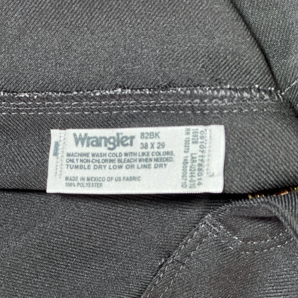 Wrangler Pants Mens 38x29 Black Wrancher Dress Jeans Cowboy Creased Western